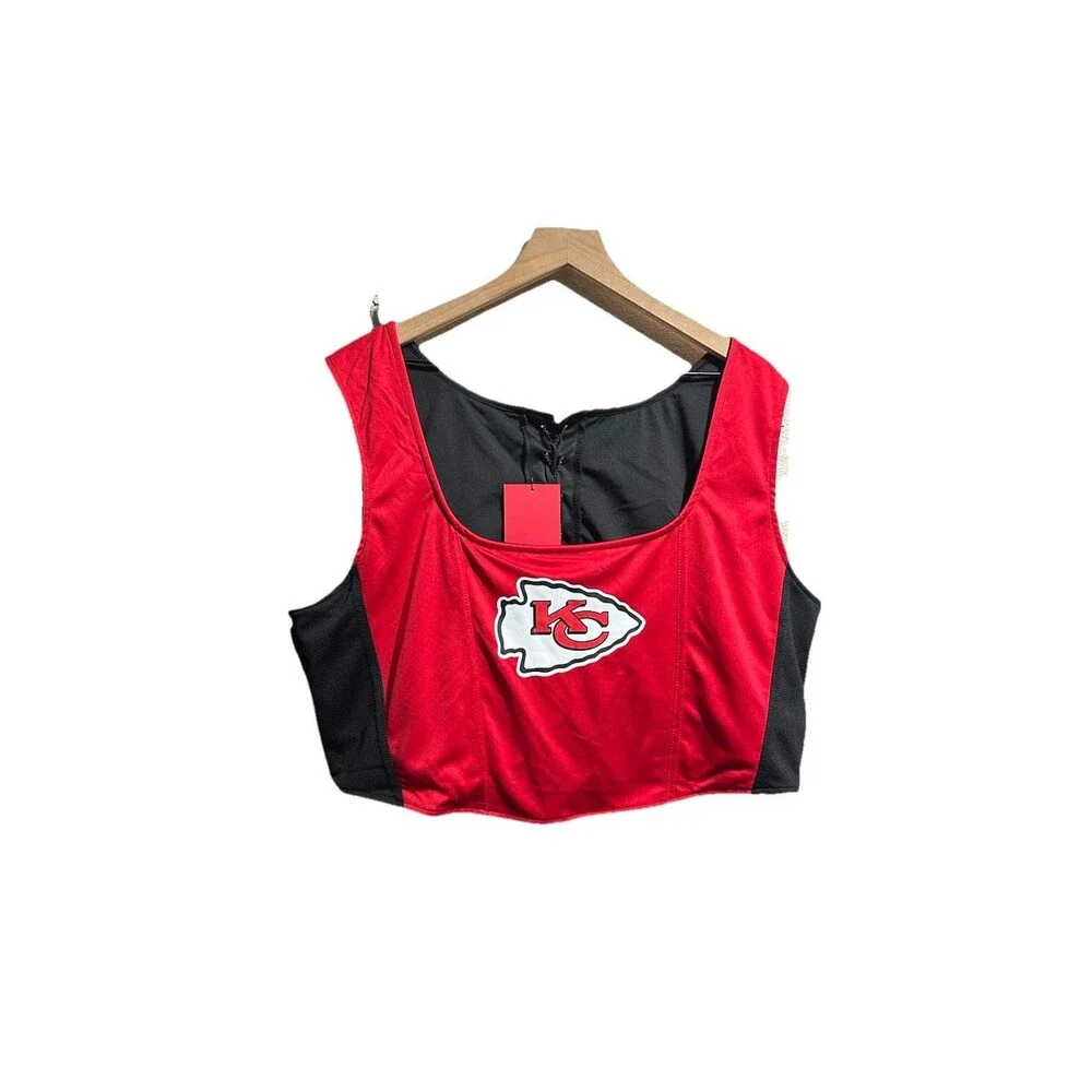 NFL Kansas City Chiefs Crop Corset Top Women’s 3X Lace Up Ultra Game Day
